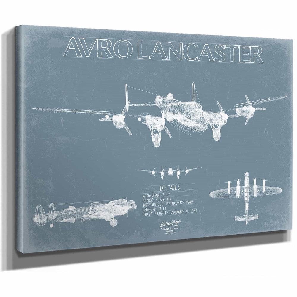 Bella Frye Home & Garden > Decor > Artwork Avro Lancaster Aircraft Blueprint Wall Art - Original Aviation Plane Print