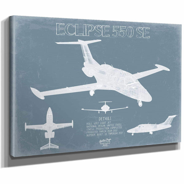 Bella Frye Home & Garden > Decor > Artwork Eclipse 550 SE Aircraft Blueprint Wall Art - Original Airplane Print