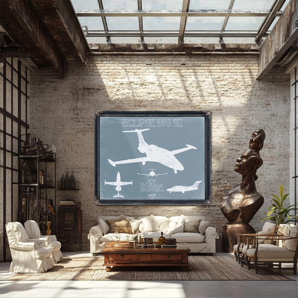 Bella Frye Home & Garden > Decor > Artwork Eclipse 550 SE Aircraft Blueprint Wall Art - Original Airplane Print