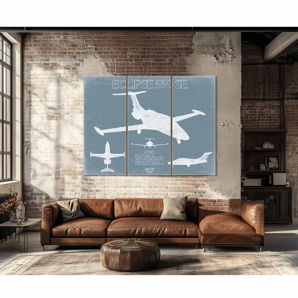Bella Frye Home & Garden > Decor > Artwork Eclipse 550 SE Aircraft Blueprint Wall Art - Original Airplane Print
