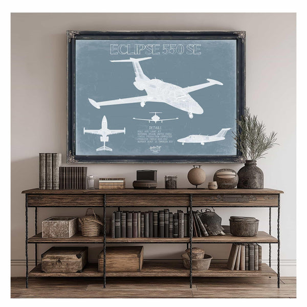 Bella Frye Home & Garden > Decor > Artwork Eclipse 550 SE Aircraft Blueprint Wall Art - Original Airplane Print