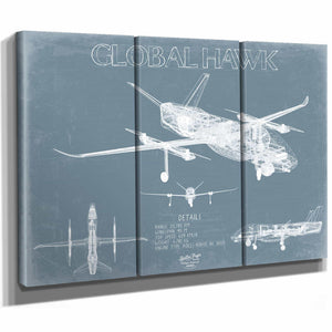 Bella Frye Home & Garden > Decor > Artwork Global Hawk Aircraft Blueprint Wall Art - Original Airplane Print