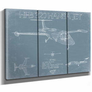 Bella Frye Home & Garden > Decor > Artwork HFB 320 Hansa Jet Aircraft Blueprint Wall Art - Original Airplane Print
