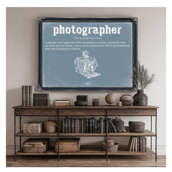 Bella Frye Home & Garden > Decor > Artwork Photographer Definition Wall Art - Gift for Photographer Dictionary Artwork