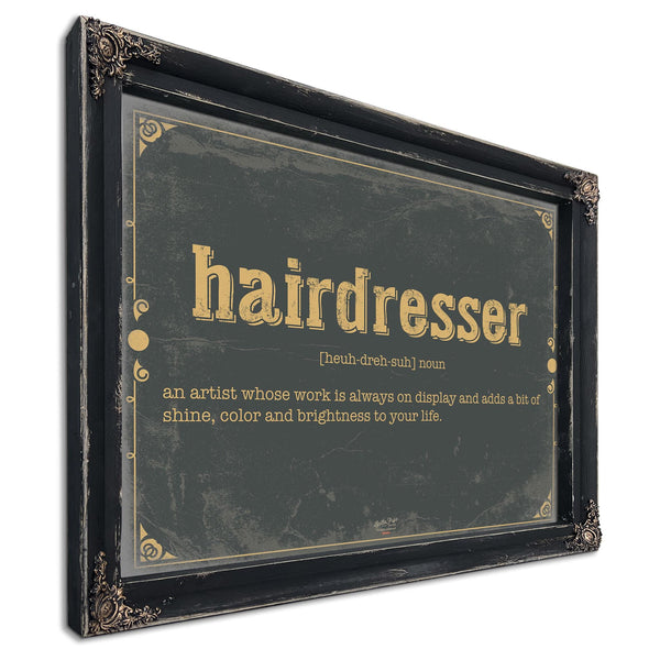 Bella Frye Home & Garden > Decor > Artwork Hairdresser Word Definition Wall Art - Gift for Hairdresser Dictionary Artwork