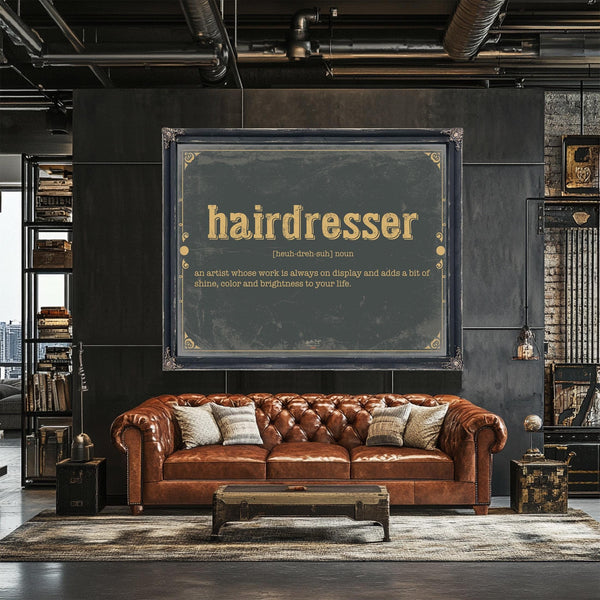 Bella Frye Home & Garden > Decor > Artwork Hairdresser Word Definition Wall Art - Gift for Hairdresser Dictionary Artwork