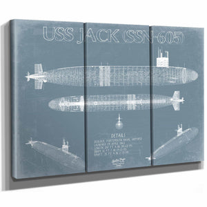 Bella Frye Home & Garden > Decor > Artwork USS Jack (SSN-605) Blueprint Wall Art - Original Submarine Print