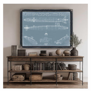 Bella Frye Home & Garden > Decor > Artwork USS Spadefish (SSN-668) Blueprint Wall Art - Original Nuclear-powered Attack Submarine Print
