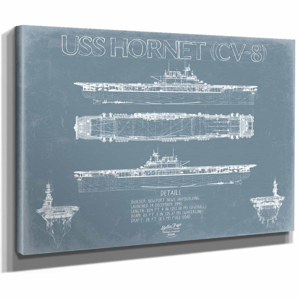 Bella Frye Home & Garden > Decor > Artwork USS Hornet (CV-8) Blueprint Wall Art - Original Carrier Print