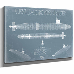 Bella Frye Home & Garden > Decor > Artwork USS Jack (SSN-605) Blueprint Wall Art - Original Submarine Print