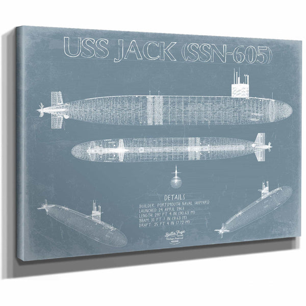 Bella Frye Home & Garden > Decor > Artwork USS Jack (SSN-605) Blueprint Wall Art - Original Submarine Print