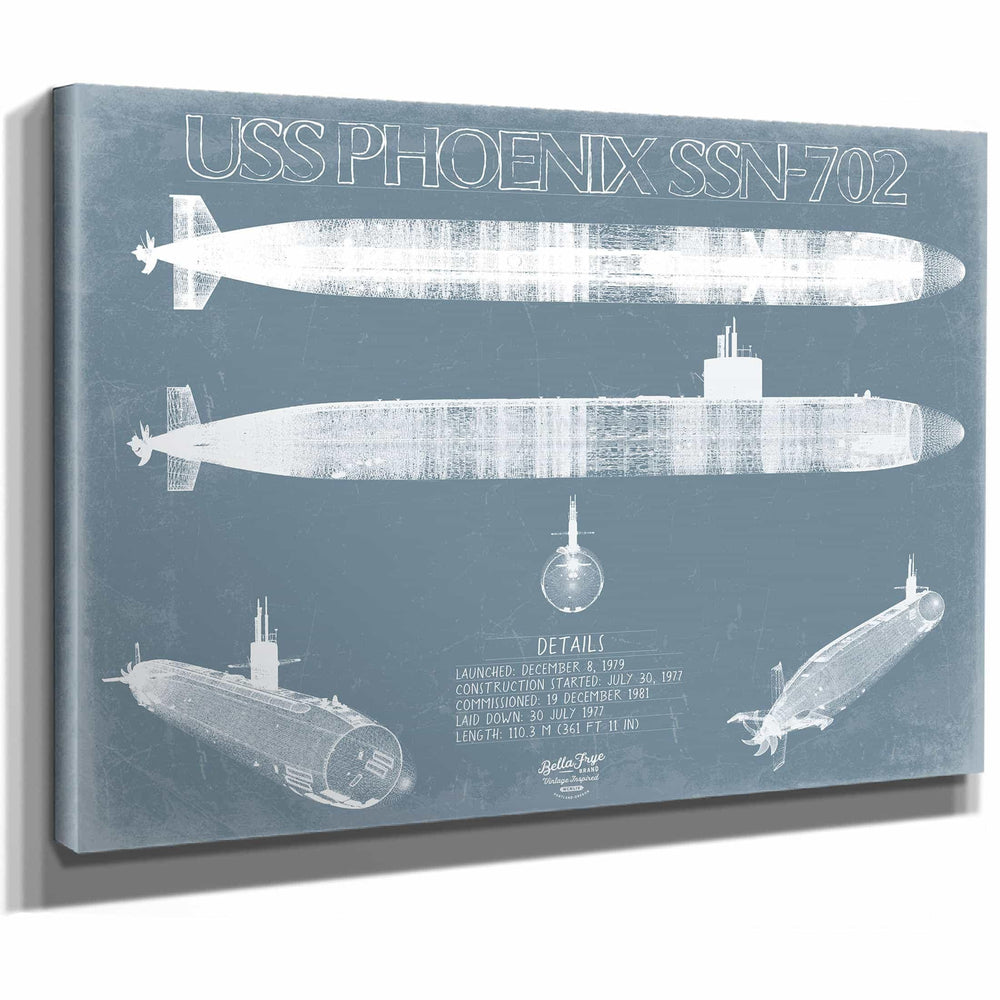 Bella Frye Home & Garden > Decor > Artwork USS Phoenix (SSN-702) Blueprint Wall Art - Original Submarine Print