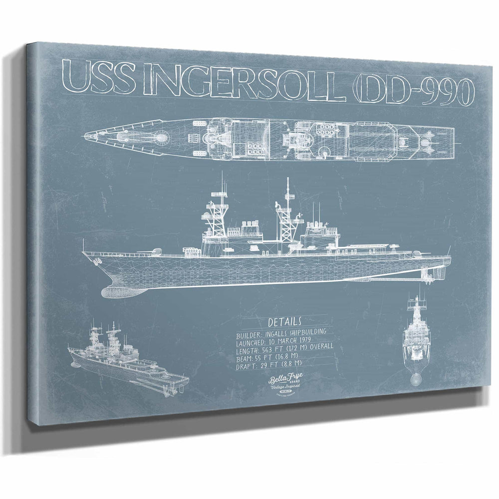 USS Ingersoll (DD-990) Blueprint Wall Art - Original Destroyer Print
