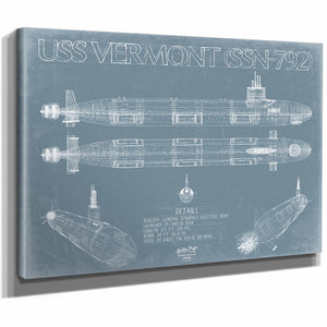 Bella Frye Home & Garden > Decor > Artwork USS Vermont (SSN-792) Blueprint Wall Art - Original Submarine Print