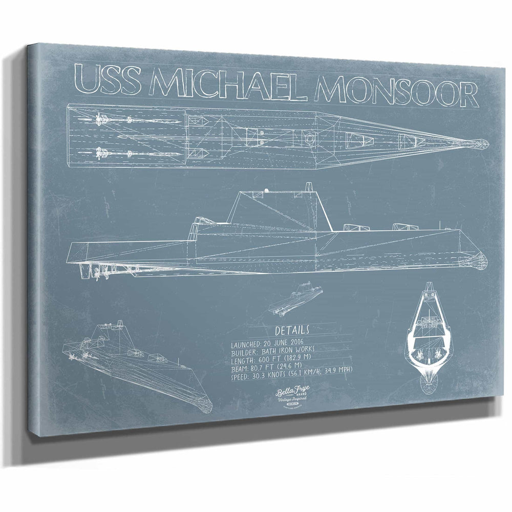 Bella Frye Home & Garden > Decor > Artwork USS Michael Monsoor (DDG-1001) Blueprint Wall Art - Original Destroyer Print