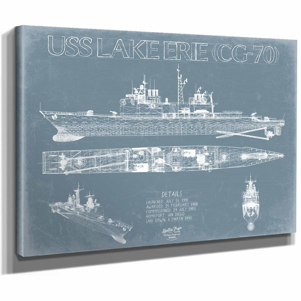 Bella Frye Home & Garden > Decor > Artwork USS Lake Erie (CG-70) Blueprint Wall Art - Original Cruiser Print