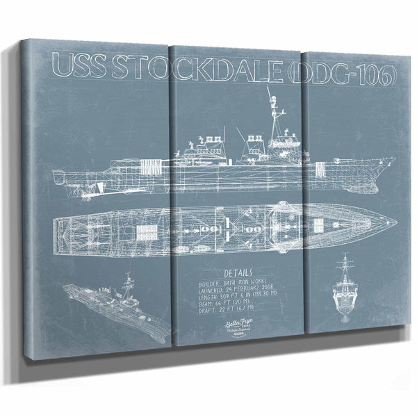 Bella Frye Home & Garden > Decor > Artwork USS Stockdale (DDG-106) Blueprint Wall Art - Original Guided-Missile Destroyer Print