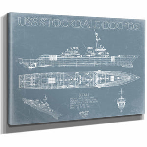 Bella Frye Home & Garden > Decor > Artwork USS Stockdale (DDG-106) Blueprint Wall Art - Original Guided-Missile Destroyer Print