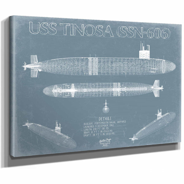 Bella Frye Home & Garden > Decor > Artwork USS Tinosa (SSN-606) Blueprint Wall Art - Original Submarine Print