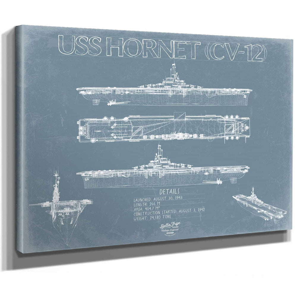 Bella Frye Home & Garden > Decor > Artwork USS Hornet (CV-12) Blueprint Wall Art - Original Carrier Print