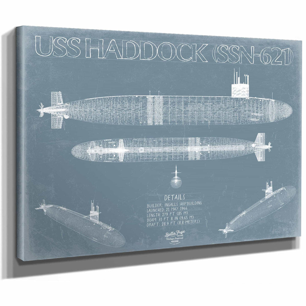 Bella Frye Home & Garden > Decor > Artwork USS Haddock (SSN-621) Blueprint Wall Art - Original Submarine Print