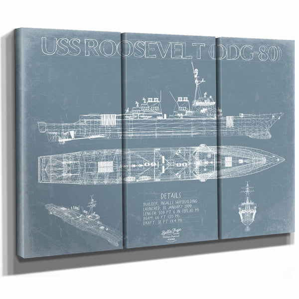 Bella Frye Home & Garden > Decor > Artwork USS Roosevelt (DDG-80) Blueprint Wall Art - Original Guided-Missile Destroyer Print