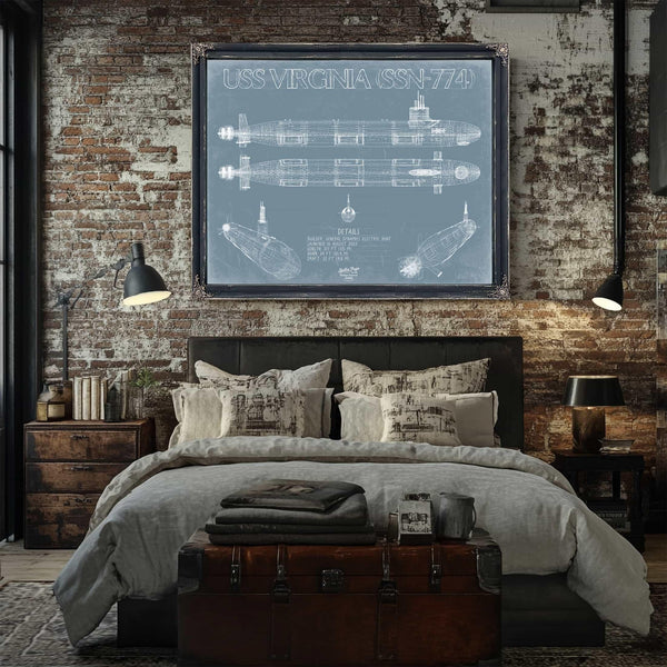 Bella Frye Home & Garden > Decor > Artwork USS Virginia (SSN-774) Blueprint Wall Art - Original Submarine Print
