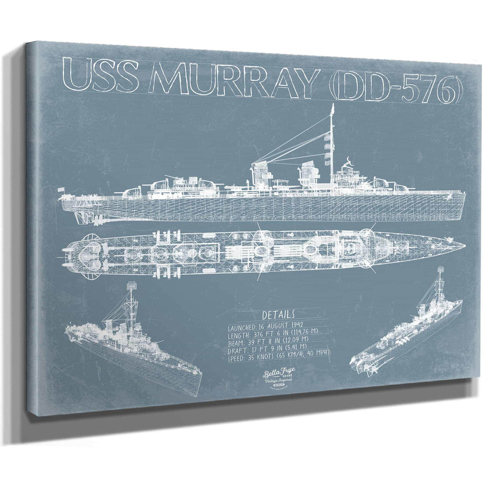 Bella Frye Home & Garden > Decor > Artwork USS Murray (DD-576) Blueprint Wall Art - Original Destroyer Print
