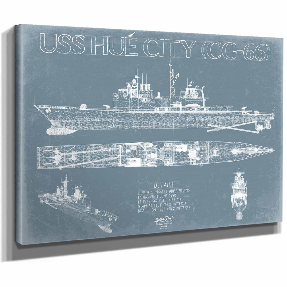 Bella Frye Home & Garden > Decor > Artwork USS Hué City (CG-66) Blueprint Wall Art - Original Cruiser Print