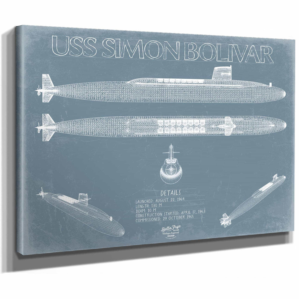 Bella Frye Home & Garden > Decor > Artwork USS Simon Bolivar (SSBN-641) Blueprint Wall Art - Original Submarine Print