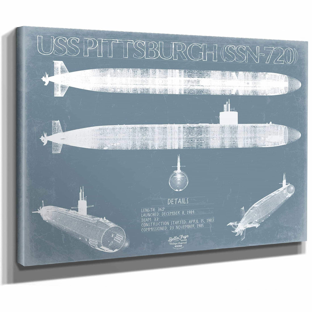 Bella Frye Home & Garden > Decor > Artwork USS Pittsburgh (SSN-720) Blueprint Wall Art - Original Submarine Print