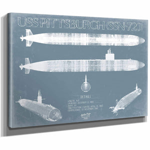 Bella Frye Home & Garden > Decor > Artwork USS Pittsburgh (SSN-720) Blueprint Wall Art - Original Submarine Print