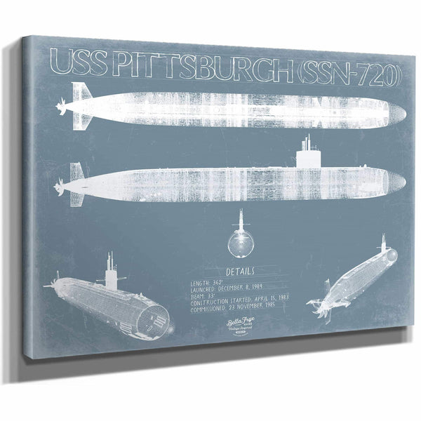 Bella Frye Home & Garden > Decor > Artwork USS Pittsburgh (SSN-720) Blueprint Wall Art - Original Submarine Print