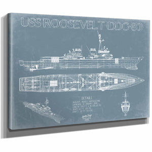 Bella Frye Home & Garden > Decor > Artwork USS Roosevelt (DDG-80) Blueprint Wall Art - Original Guided-Missile Destroyer Print