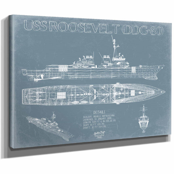 Bella Frye Home & Garden > Decor > Artwork USS Roosevelt (DDG-80) Blueprint Wall Art - Original Guided-Missile Destroyer Print