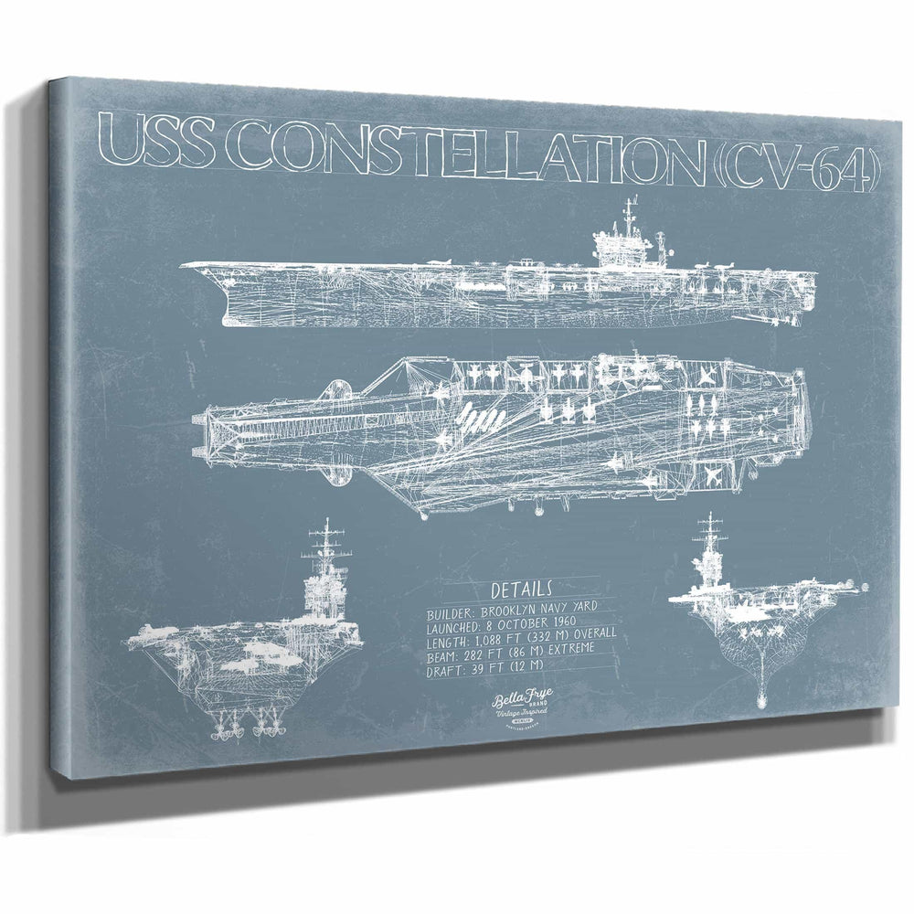 Bella Frye Home & Garden > Decor > Artwork USS Constellation (CV-64) Blueprint Wall Art - Original Carrier Print