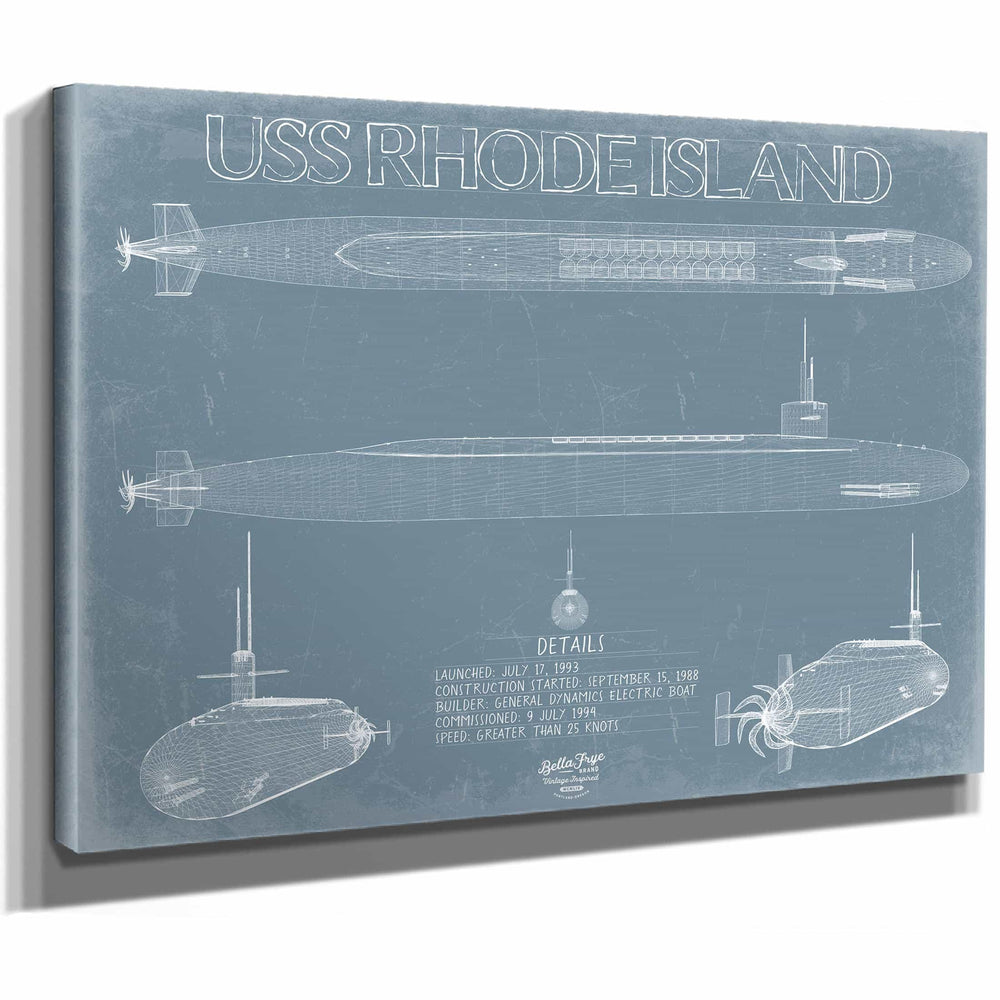 Bella Frye Home & Garden > Decor > Artwork USS Rhode Island (SSBN-740) Blueprint Wall Art - Original Submarine Print