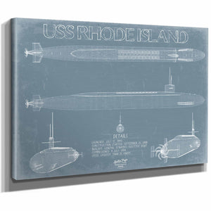 Bella Frye Home & Garden > Decor > Artwork USS Rhode Island (SSBN-740) Blueprint Wall Art - Original Submarine Print