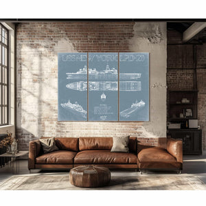 USS New York (LPD-21) Blueprint Wall Art - Original Amphibious Transport Dock Print