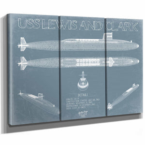 Bella Frye Home & Garden > Decor > Artwork USS Lewis and Clark (SSBN-644) Blueprint Wall Art - Original Submarine Print