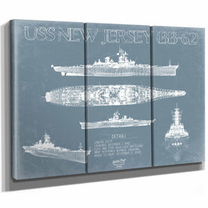 Bella Frye Home & Garden > Decor > Artwork USS New Jersey (BB-62) Blueprint Wall Art - Original Battleship Print