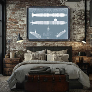 Bella Frye Home & Garden > Decor > Artwork USS Olympia (SSN-717) Blueprint Wall Art - Original Submarine Print