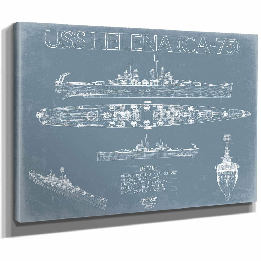 Bella Frye Home & Garden > Decor > Artwork USS Helena (CA-75) Blueprint Wall Art - Original Cruiser Print
