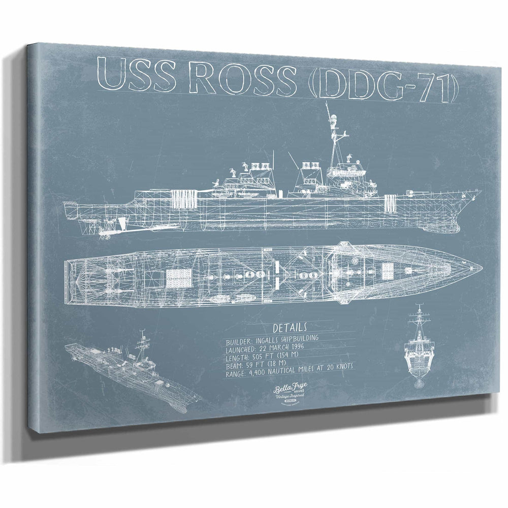 Bella Frye Home & Garden > Decor > Artwork USS Ross (DDG-71) Blueprint Wall Art - Original Destroyer Print