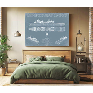 Bella Frye Home & Garden > Decor > Artwork USS Green Bay (LPD-20) Blueprint Wall Art - Original Amphibious Transport Dock Print