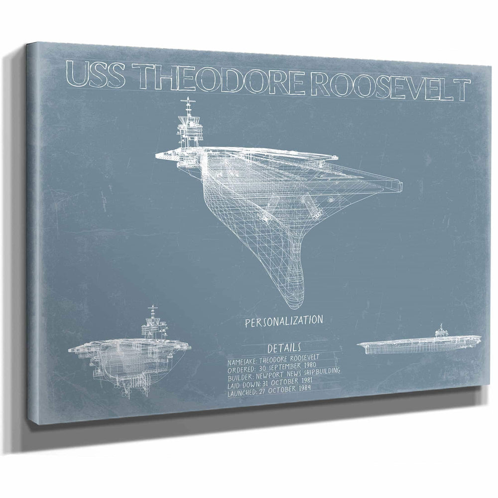 Bella Frye Home & Garden > Decor > Artwork USS Theodore Roosevelt Blueprint Wall Art - Original Carrier Print