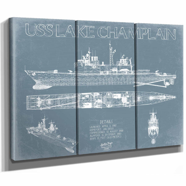 Bella Frye Home & Garden > Decor > Artwork USS Lake Champlain (CG-57) Blueprint Wall Art - Original Cruiser Print