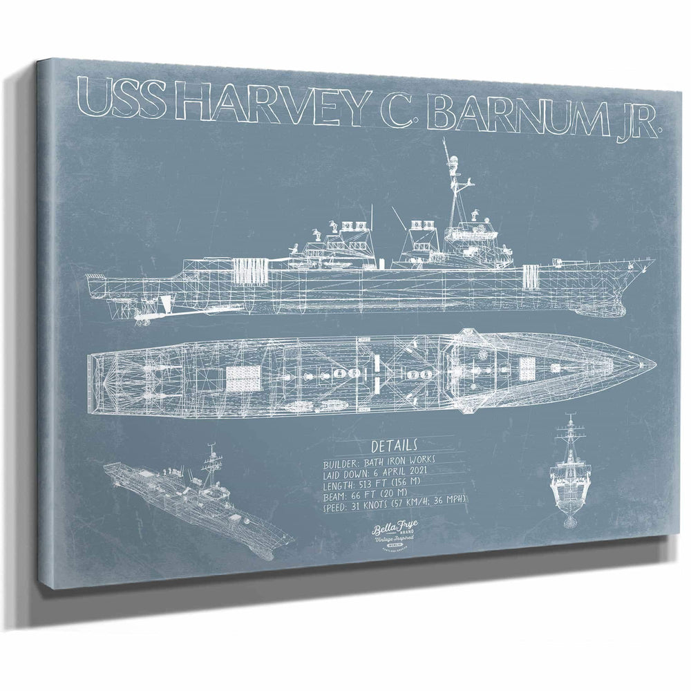 Bella Frye Home & Garden > Decor > Artwork USS Harvey C. Barnum Jr. (DDG-124) Blueprint Wall Art - Original Guided-Missile Destroyer Print