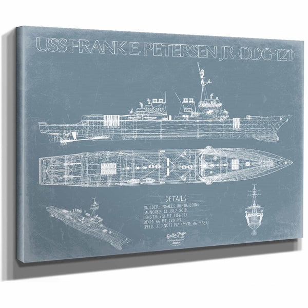 Bella Frye Home & Garden > Decor > Artwork USS Frank E. Petersen Jr. (DDG-121) Blueprint Wall Art - Original Guided-Missile Destroyer Print
