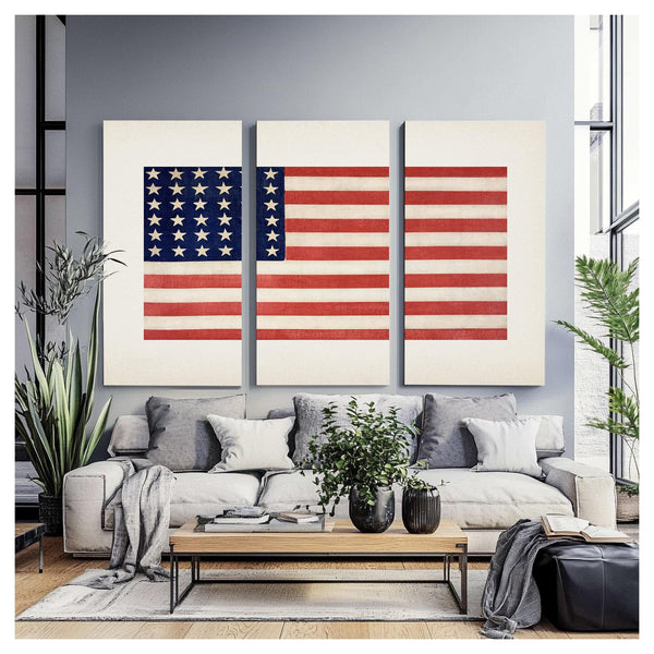 Bella Frye Vintage 36 Star American Flag Print: Patriotic USA Wall Art